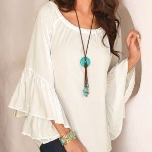 Boston Proper Ruffle Peasant Top S